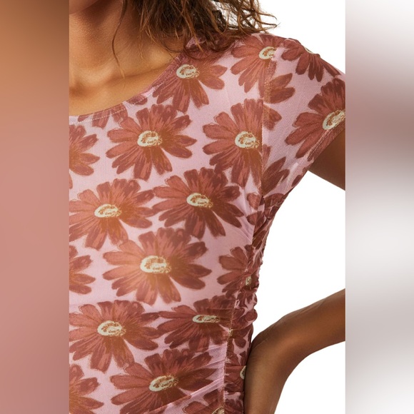 Free People Keep It Simple Mesh Baby Tee in Sweet Combo - Picture 4 of 8